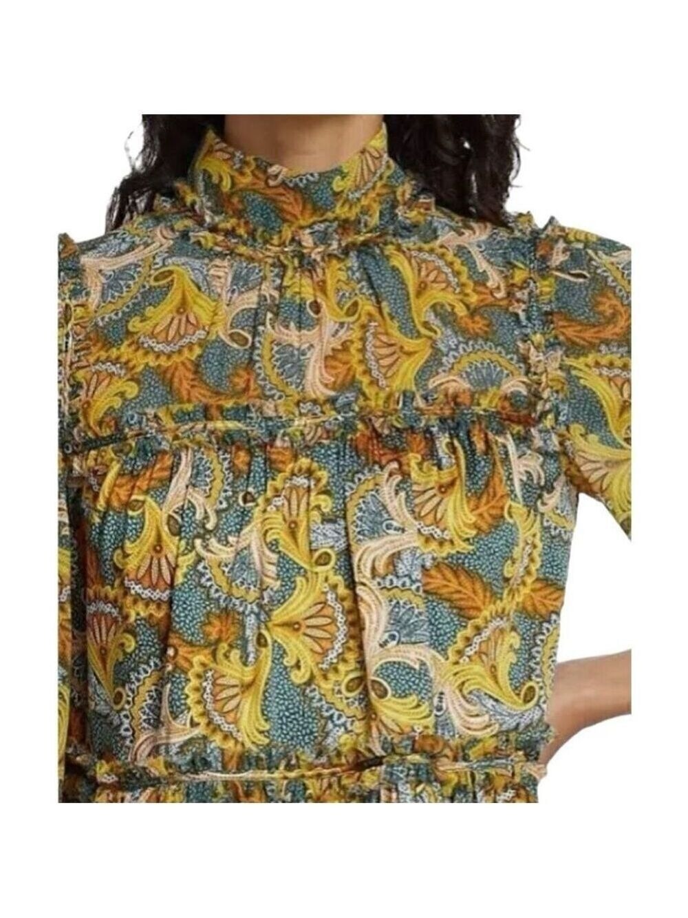 Cinq a Sept Brady Paisley Ruffle Tiered Babydoll Dress Size 6 - Picture 10 of 16